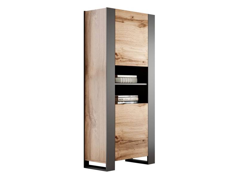 MIRJAN24 Vitrine Wood Vitrine, Wohnzimmer Schrank mit Fächern und 2 Türen, Vitrinenschrank von MIRJAN24