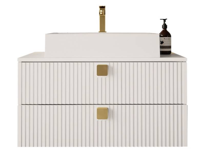 MIRJAN24 Waschbeckenschrank Gariano 01 (mit Siphon, Keramik Waschbecken) Griffe in der Farbe Gold von MIRJAN24