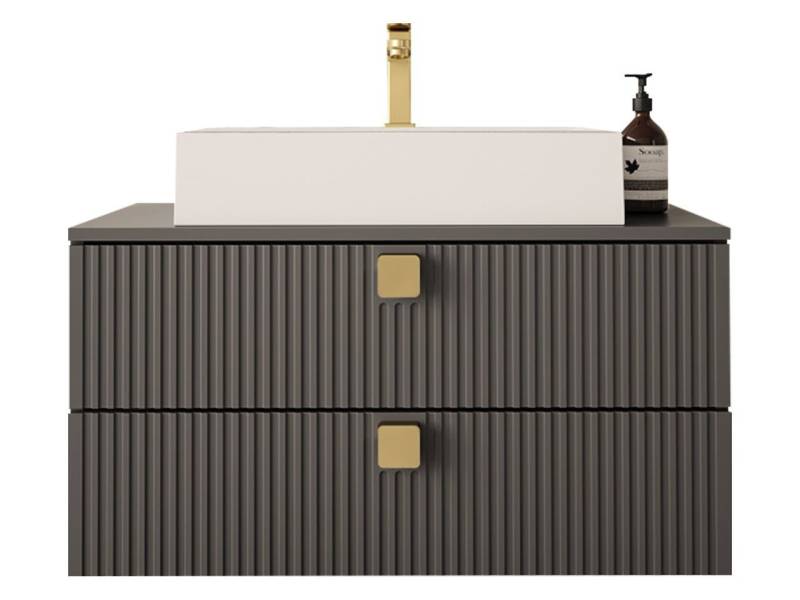 MIRJAN24 Waschbeckenschrank Gariano 01 (mit Siphon, Keramik Waschbecken) Griffe in der Farbe Gold von MIRJAN24