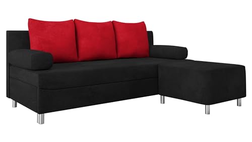 Mirjan24 Schlafsofa Dover, Sofa mit Bettkasten und Schlaffunktion, Bettsofa, Farbauswahl, Schlafcouch mit Chromfüße, Couch, Couchgarnitur (Schlafsofa mit Polsterhocker, Alova 04 + Alova 46) von Mirjan24