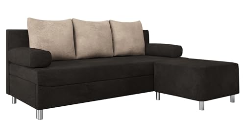 Mirjan24 Schlafsofa Dover, Sofa mit Bettkasten und Schlaffunktion, Bettsofa, Farbauswahl, Schlafcouch mit Chromfüße, Couch, Couchgarnitur (Schlafsofa mit Polsterhocker, Alova 68 + Alova 07) von Mirjan24