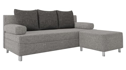 Mirjan24 Schlafsofa Dover, Sofa mit Bettkasten und Schlaffunktion, Bettsofa, Farbauswahl, Schlafcouch mit Chromfüße, Couch, Couchgarnitur (Schlafsofa mit Polsterhocker, Lux 05 + Lux 06) von Mirjan24