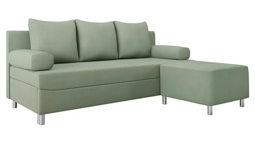 Mirjan24 Schlafsofa Dover, Sofa mit Bettkasten und Schlaffunktion, Bettsofa, Farbauswahl, Schlafcouch mit Chromfüße, Couch, Couchgarnitur (Schlafsofa mit Polsterhocker, Uttario Ve. 2954) von Mirjan24