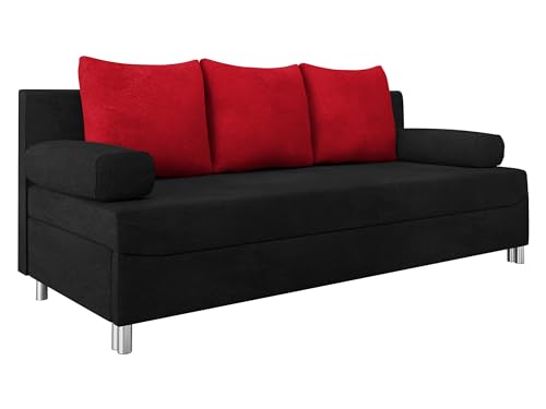 Mirjan24 Schlafsofa Dover, Sofa mit Bettkasten und Schlaffunktion, Bettsofa, Farbauswahl, Schlafcouch mit Chromfüße, Couch, Couchgarnitur (Schlafsofa ohne Polsterhocker, Alova 04 + Alova 46) von Mirjan24