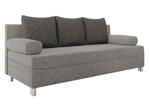 Mirjan24 Schlafsofa Dover, Sofa mit Bettkasten und Schlaffunktion, Bettsofa, Farbauswahl, Schlafcouch mit Chromfüße, Couch, Couchgarnitur (Schlafsofa ohne Polsterhocker, Lux 05 + Lux 06) von Mirjan24