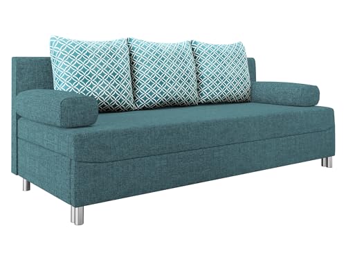 Mirjan24 Schlafsofa Dover, Sofa mit Bettkasten und Schlaffunktion, Bettsofa, Farbauswahl, Schlafcouch mit Chromfüße, Couch, Couchgarnitur (Schlafsofa ohne Polsterhocker, Lux 30 + Evo 30) von Mirjan24