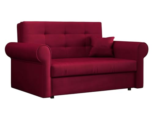 Mirjan24 Schlafsofa Viva Silver II mit Bettkasten, 2 Sitzer Polstersofa mit abgerundete Armlehnen, Sofa mit Schlaffunktion, Sofagarnitur inkl. Kissen, Bettsofa, Wohnlandschaft (Kronos 02) von Mirjan24