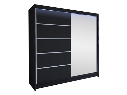 Mirjan24 Schiebetürenschrank Talin III, Aluminiumgleitschienen, Kleiderschrank mit Kleiderstange, Einlegeboden für Schlafzimmer, Diele (Schwarz/Schwarz + Spiegel, mit RGB LED Beleuchtung) Mirjan24 Schiebetürenschrank Talin III, Aluminiumgleitschienen, Kleiderschrank mit Kleiderstange, Einlegeboden für Schlafzimmer, Diele (Schwarz/Schwarz + Spiegel, mit RGB LED Beleuchtung) von Mirjan24