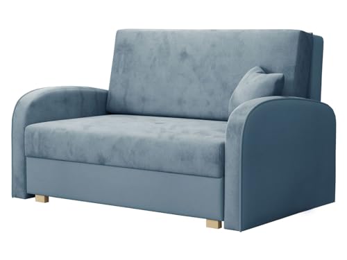 Mirjan24 Sofa Viva Soft II mit Schlaffunktion, Couch 2 Sitzer Polstersofa mit Bettkasten inkl. Kissen, Sofagarnitur, Schlafsofa, Bettsofa, Wohnlandschaft (Mono 239 + Sorriso 14) von Mirjan24