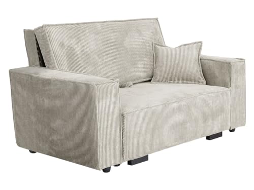 Mirjan24 Sofa Viva Star Cord II mit Schlaffunktion, 2 Sitzer Polstersofa mit Bettkasten inkl. Kissen, Schlafsofa, Bettsofa, Wohnlandschaft, Farbauswahl, Sofagarnitur (Poso 100) von Mirjan24