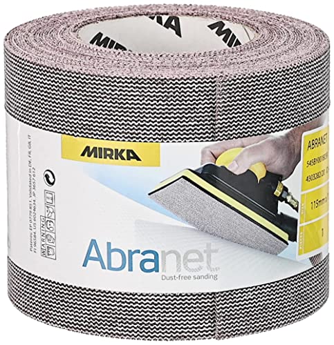 Mirka Abranet Netz-Schleifrolle 115 mm x 10 m Klett / Korn P80 / 1 Rolle / zum Schleifen von Holz, Spachtel, Lack, Kunststoff / 545BY001803R von MIRKA