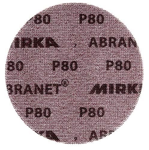 Mirka Abranet Netz-Schleifscheiben Ø 150 mm Klett / Korn P80 / 50 Stk / zum Schleifen von Holz, Spachtel, Lack, Kunststoff / Staubfrei Schleifen / 5424105080 von MIRKA