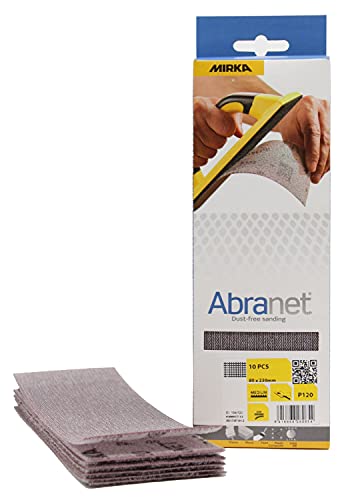 Mirka Abranet® Netz-Schleifstreifen (80 x 230 mm), Profi-Schleifgitter mit P120 Körnung und Klett, für Handschliff, Schwingschleifer und Handschleifblock, 10er Pack von MIRKA