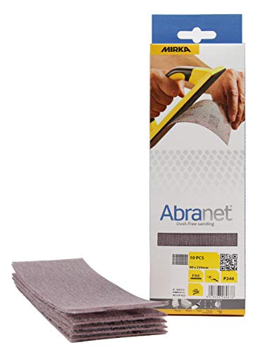 Mirka Abranet® Netz-Schleifstreifen (80 x 230 mm), Profi-Schleifgitter mit P180 Körnung und Klett, für Handschliff, Schwingschleifer und Handschleifblock, 10er Pack von MIRKA