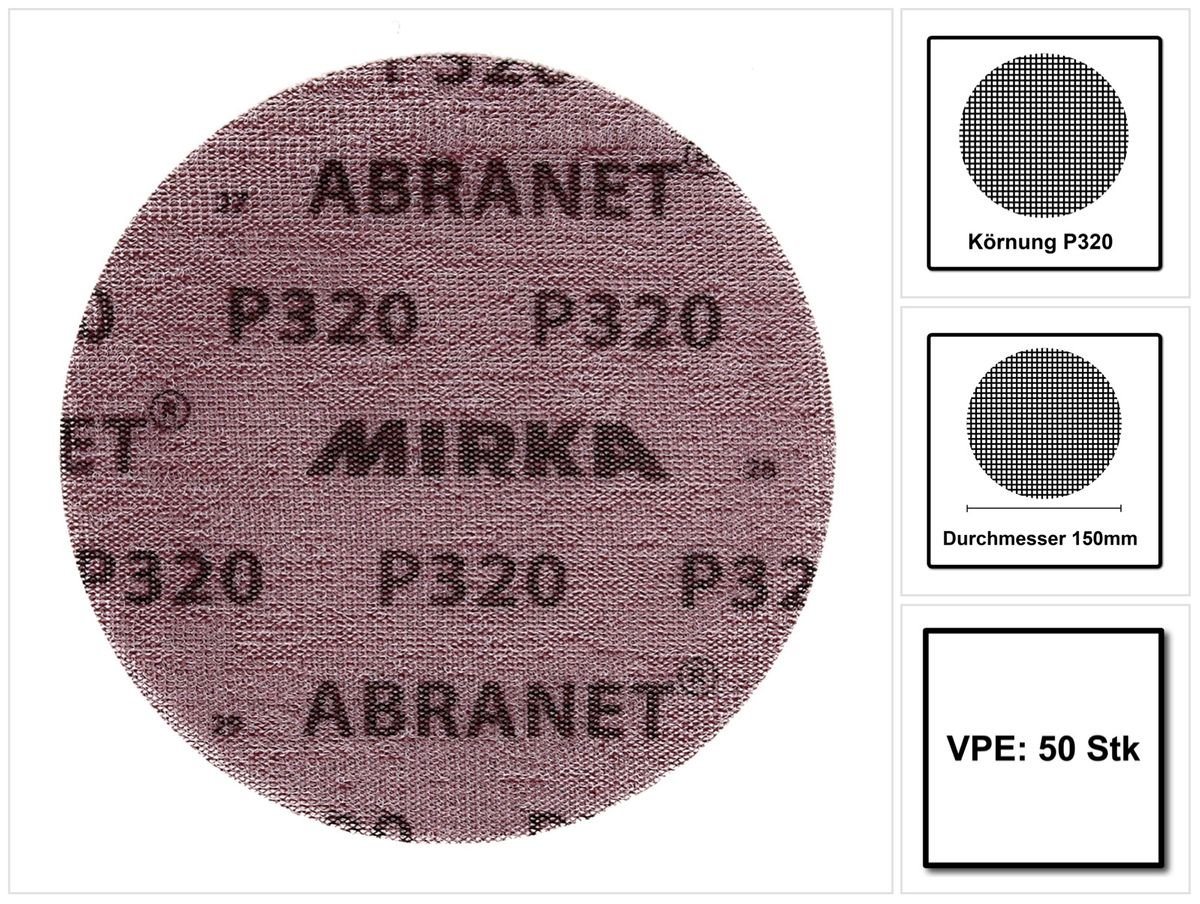 Mirka Schleifscheibe ABRANET Schleifscheiben Grip 150mm P320 50 Stk. (5424105032) von Mirka