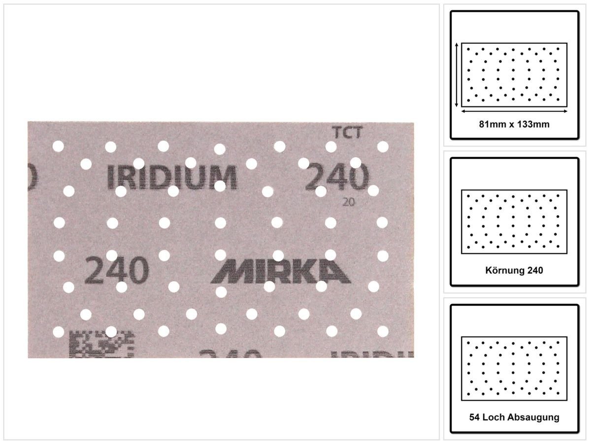 Mirka Schleifscheibe IRIDIUM Schleifstreifen Grip 81x133mm K240, 100 Stk. (246B109925) von Mirka