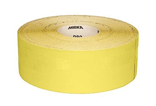 Mirka Yellow Schleifpapier Schleifrolle / 100mm x 50m / P180 / Schleifen von Hartholz, Weichholz, Farbe, Spachtel, Kunststoff / 1 Rolle von MIRKA