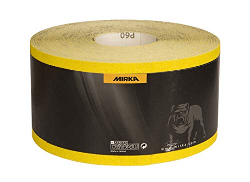 Mirka Yellow Schleifpapier Schleifrolle / 115mm x 50m / P60 / Schleifen von Hartholz, Weichholz, Farbe, Spachtel, Kunststoff / 1 Rolle von MIRKA