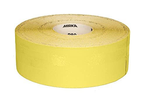 Mirka Yellow Schleifpapier Schleifrolle / 93mm x 50m / P80 / Schleifen von Hartholz, Weichholz, Farbe, Spachtel, Kunststoff / 1 Rolle von MIRKA