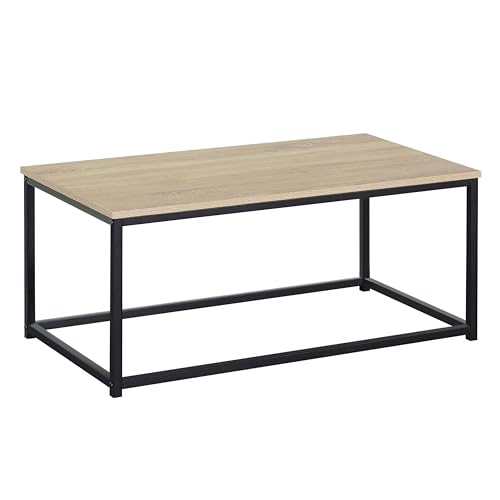Fester Couchtisch, Wohnzimmer, Esszimmer, industrieller Stil, Sonoma-Eiche und Schwarz, 90 x 40 x 48 cm Fester Couchtisch, Wohnzimmer, Esszimmer, industrieller Stil, Sonoma-Eiche und Schwarz, 90 x 40 x 48 cm von Miroytengo
