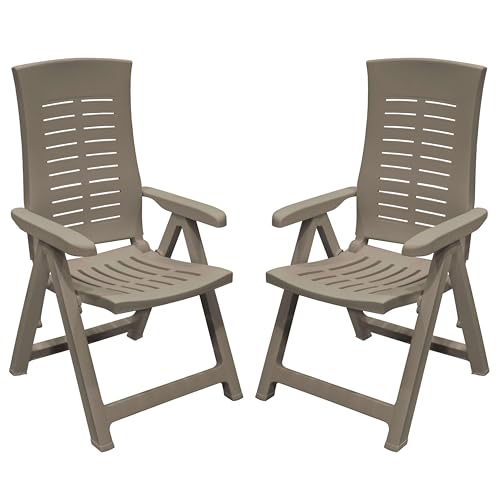Miroytengo 2er-Pack Klappsessel für den Außenbereich, Silber, praktischer Stil, Braun, 59 x 108 x 62 cm von Miroytengo