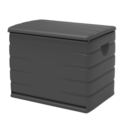 Miroytengo Aufbewahrungsbox für Garten, Fassungsvermögen 260 l, Truhe aus Harz, Terrasse oder Balkon, Space-Saver, Schwarz, 80 x 61 x 53 cm von Miroytengo