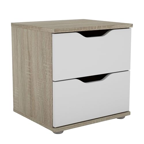 Miroytengo Nachttisch, Nachttisch, Schlafzimmertisch, 2 Schubladen, PARC Eiche Sonoma und Weiß, 40 x 42 x 35 cm Miroytengo Nachttisch, Nachttisch, Schlafzimmertisch, 2 Schubladen, PARC Eiche Sonoma und Weiß, 40 x 42 x 35 cm von Miroytengo