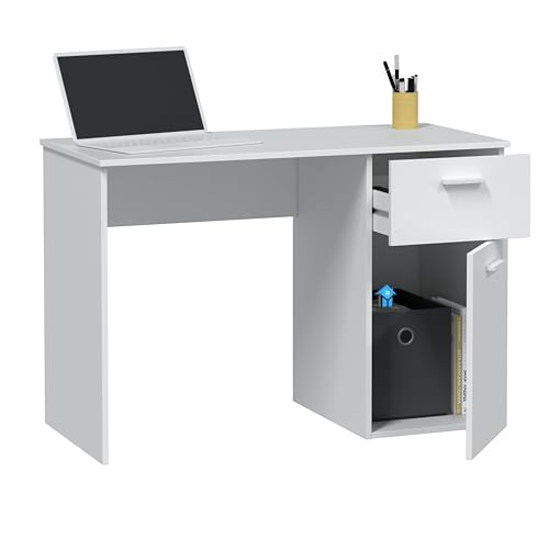 Miroytengo Schreibtisch Just elegantes Design aus Melamin für Büro, weiß, geräumig, 108 cm von Miroytengo