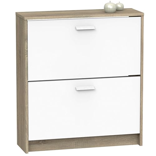 Miroytengo Schuhschrank, 2 Türen, Tibet-Eiche, Cambrian und Weiß, 74 cm Miroytengo Schuhschrank, 2 Türen, Tibet-Eiche, Cambrian und Weiß, 74 cm von Miroytengo