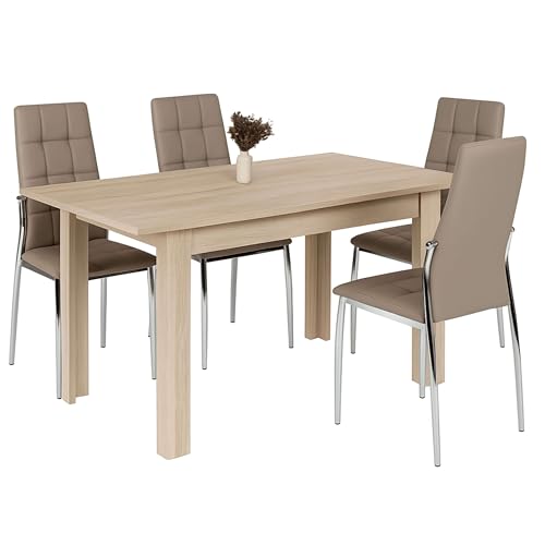Set aus ausziehbarem Tisch und 4 Stühlen, Esstisch mit Stühlen im modernen kanadischen Eichen-Stil von Miroytengo