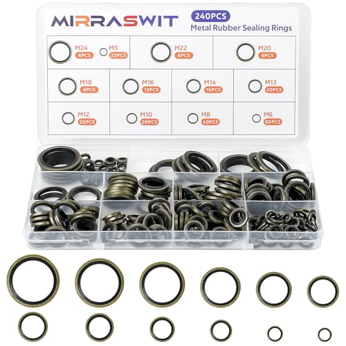 MirraSwit 240 Stück M6-24mm Ölablassschraube Dichtung, O Ring Sortiment Hydraulik Dichtringe mit Gummilippe, Dichtungsringe Set für Rohrverbindung, Mechanisches Drucksyste MirraSwit 240 Stück M6-24mm Ölablassschraube Dichtung, O Ring Sortiment Hydraulik Dichtringe mit Gummilippe, Dichtungsringe Set für Rohrverbindung, Mechanisches Drucksyste von MirraSwit