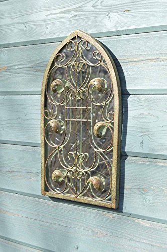 MirrorOutlet 40 x 24 cm großes Rustikales Design Arch Scroll Kunstvoller Garten Wandspiegel Metall Country von MirrorOutlet