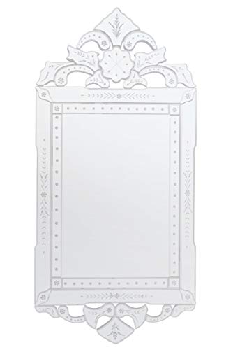 MirrorOutlet Groß antik Stil Detaillierte Venezianischer Wandspiegel 4 ft x 1 silberfarben (122 x 59 cm) von MirrorOutlet