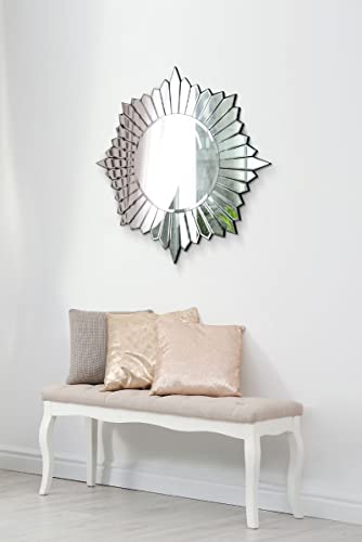 MirrorOutlet Große Moderne runde Sunburst Design venezianischen alle Glas Wandspiegel 2 81 80 cm von MirrorOutlet