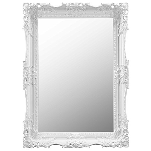 MirrorOutlet Großer Wandspiegel weiß sehr kunstvoll Antik Design Big 3 FT1 X 2 FT3 (94 x 68 cm) von MirrorOutlet