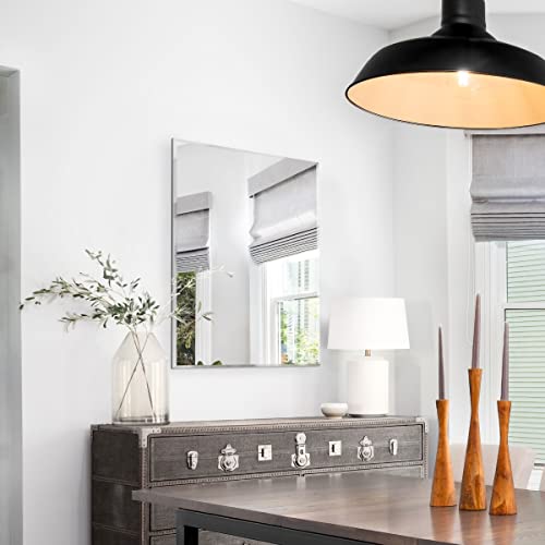 MirrorOutlet Moderner Badezimmer-Wandspiegel, 90 x 60 cm, einzelner abgeschrägter rechteckiger Spiegel im veneitischen Stil, zum Aufhängen im Querformat oder Hochformat, ideal für Waschtisch von MirrorOutlet