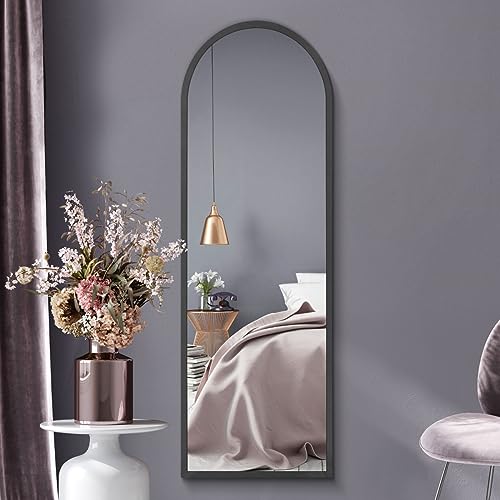 MirrorOutlet The Arcus Wandspiegel, gerahmt, 160 x 53 cm, silberfarbenes Spiegelglas mit schwarzer Rückseite für jedes Wetter von MirrorOutlet