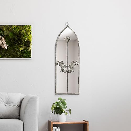 MirrorOutlet The Arcus Wandspiegel, konkreter Rahmen, modern, gewölbt, 60 x 20 cm, silberfarbenes Spiegelglas mit schwarzer Allwetter-Rückseite. von MirrorOutlet
