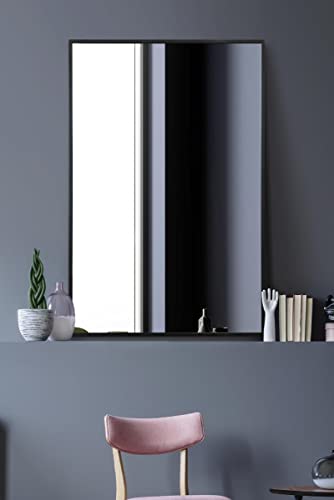MirrorOutlet The Artus Wandspiegel, Aluminium, 90 x 60 cm, Schwarz von MirrorOutlet