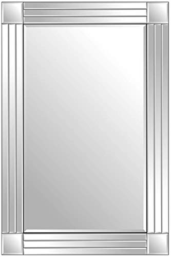 MirrorOutlet Venezianischer Badezimmerspiegel, dreifach abgeschrägt, 91 x 61 cm, silberfarben von MirrorOutlet