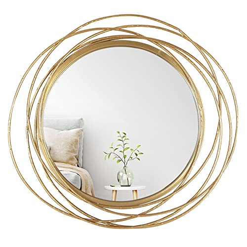 Mirrorize 51 Cm Spiegel Rund Gold, Runder Spiegel Mit Goldrahmen, Goldener Dekorative Wandspiegel, Badezimmer Spiegel, Badspiegel, Deko Metall Spiegel Flur von Mirrorize