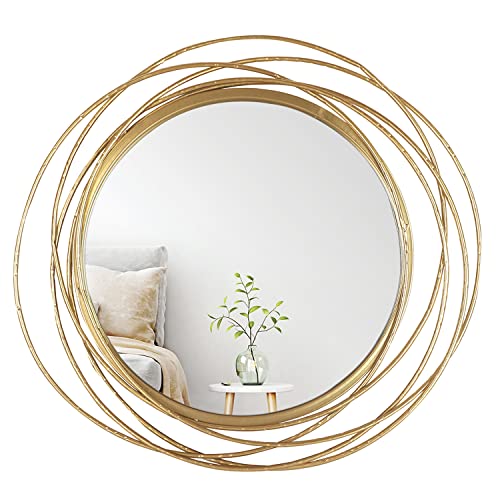 Mirrorize Groß Spiegel Rund Gold 70 Cm, Runder Spiegel Mit Goldrahmen, Goldener Dekorative Wandspiegel, Badezimmer Spiegel, Badspiegel, Deko Metall Spiegel Flur von Mirrorize