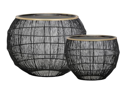 Mirrors and More Couchtisch MIKA 2 teilig - Beistelltische Korbtische aus Metall in Schwarz-Gold von Mirrors and More