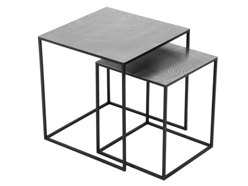 Mirrors and More Couchtisch Shania 2er Set - Beistelltische aus Metall in Schwarz Silber von Mirrors and More