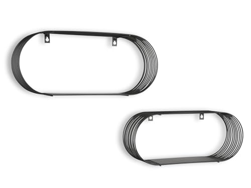 Mirrors and More Wandregal 2er Set Joyce aus Metall in Schwarz, Breite 43 und 38cm von Mirrors and More