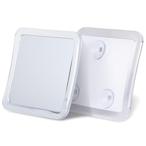 Antibeschlag Rasierspiegel für die Dusche - Badspiegel mit Saugnapf und 360° Schwenkbar - Unzerbrechlicher Spiegel, Fogless Shower Mirror -13,5cm x 13,5cm (Klar) von Mirrorvana