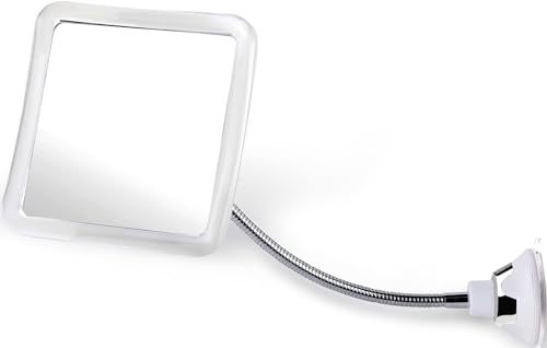 Duschspiegel Antibeschlag mit Saugnapf, Rasierspiegel Dusche, Spiegel Dusche Beschlagfrei für Bad, Flexible Height Fogless Shower Mirror - Ohne Vergrößerung, 16x16 cm (Flexibel) von Mirrorvana