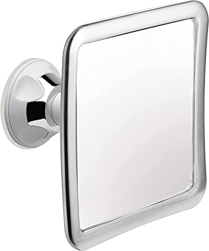 Duschspiegel Antibeschlag Mit Saugnapf, Rasierspiegel Dusche, Spiegel Dusche Beschlagfrei fürs Bad, Beschlagsfreies Rasieren, Unbreakable Fogless Shower Mirror, 16 x 16 cm (Chrom/Silber) von Mirrorvana