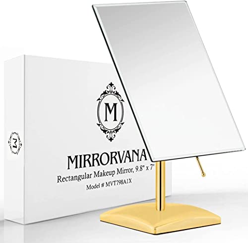Mirrorvana Goldener Tischspiegel Groß, Schminktisch Spiegel, Kosmetikspiegel/Schminkspiegel, Badezimmer Spiegel für die Arbeitsplatte – Badspiegel ohne Rahmen, 18 x 25 cm (Gold) von Mirrorvana