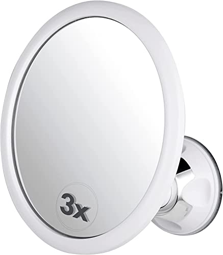 Mirrorvana 3-Fache Vergrößerung Runder Duschspiegel für Beschlagfreie Rasur mit Saugnapf, Bruchsichere Oberfläche und 360° Schwenkbar, 17 cm von Mirrorvana